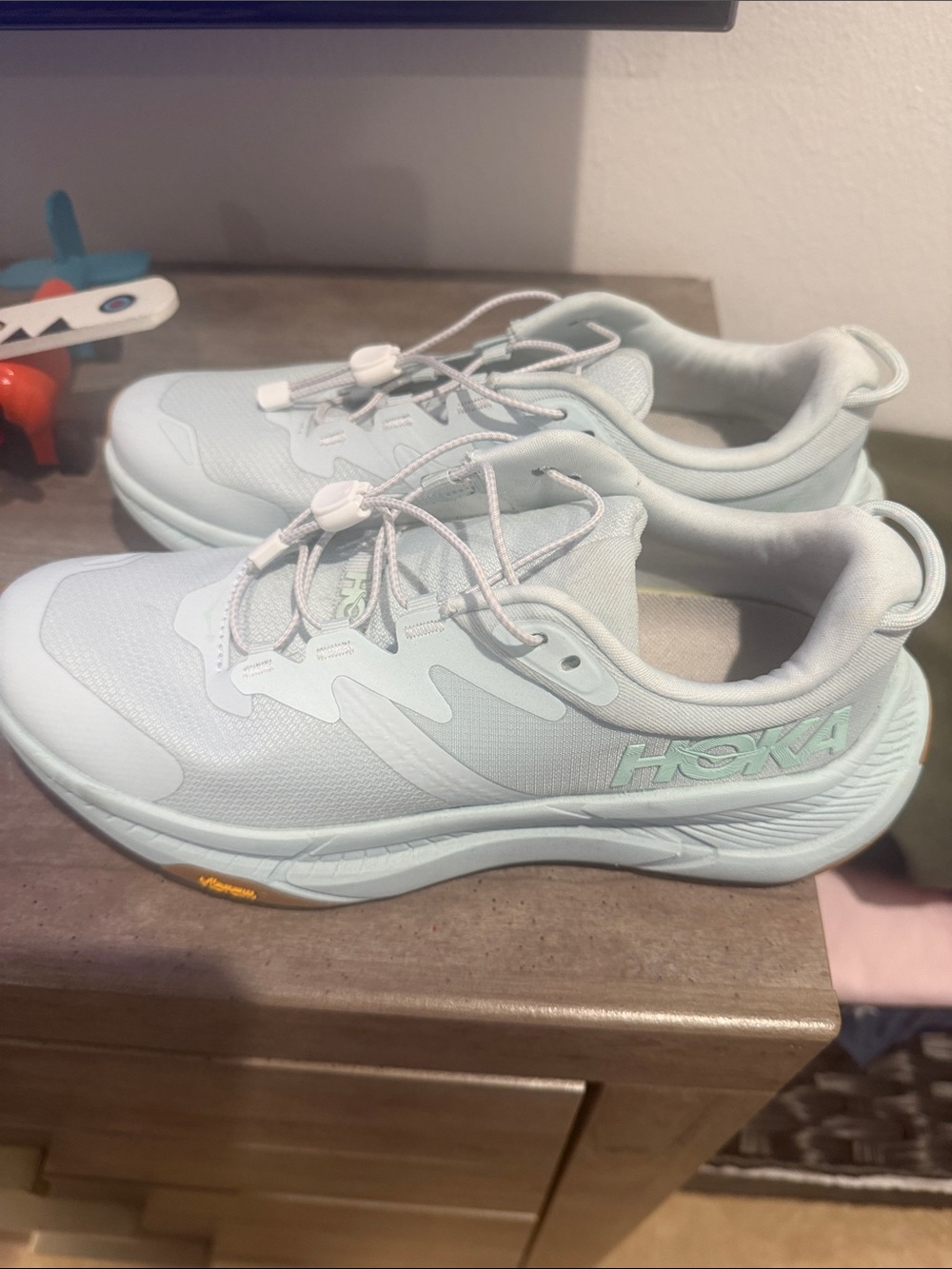 Hoka women Light Blue Athletic Sneakers with Mint Logo